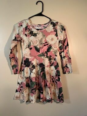 Place Pink Floral Long-Sleeve Twirl Dress size 7/8